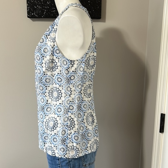 Tommy Bahama White Blue Geometric Halter Linen Top Sleeveless Top size S - Picture 4 of 9